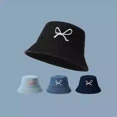 稻草人 日系时尚百搭蝴蝶显脸小 休闲简约文艺风 牛仔布 渔夫帽 女款