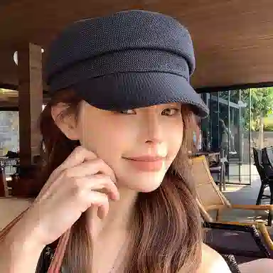 稻草人 简约休闲风复古八角日系百搭时尚潮流 聚酯纤维 贝雷帽 女款