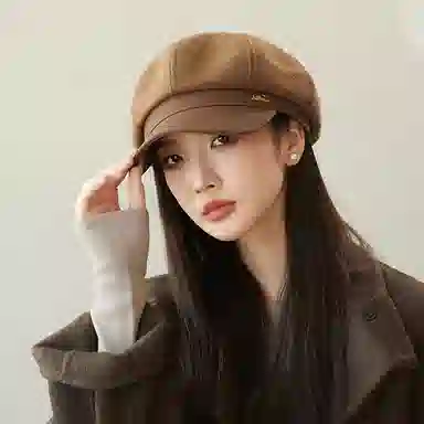 稻草人 韩版八角帽 气质时尚显脸小简约文艺复古画家帽 涤纶 贝雷帽 女款