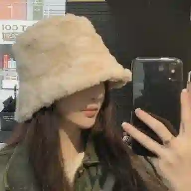 稻草人 百搭时尚显脸小保暖加厚格子 聚酯纤维 渔夫帽 女款