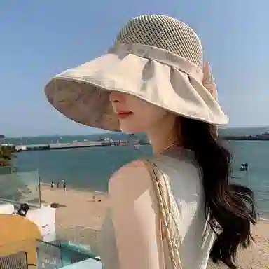 稻草人 百搭时尚显脸小 大帽檐遮阳防晒防紫外线 聚酯纤维 渔夫帽 女款