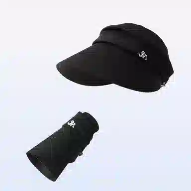 稻草人 夏季空顶遮阳帽 大帽檐黑胶防紫外线 简约百搭 可扎马尾 聚酯纤维 防晒帽 女款