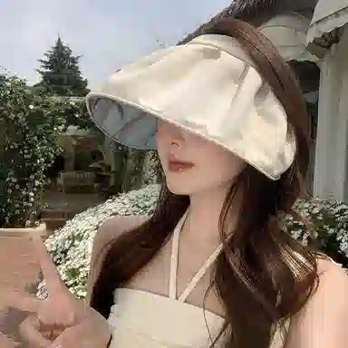 稻草人 夏季防紫外线空顶太阳帽 韩系百搭显脸小 大帽檐 可折叠 涤纶 防晒帽 女款
