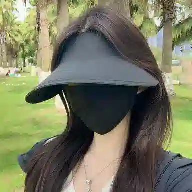 稻草人 夏季无痕一体空顶帽 大帽檐遮阳防紫外线 简约百搭显脸小 锦纶 防晒帽 女款