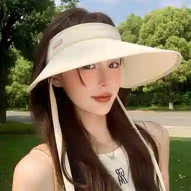 稻草人 夏季檐空顶遮阳 海边沙滩度假遮脸防紫外线 韩系百搭 显脸小 锦纶 防晒帽 女款