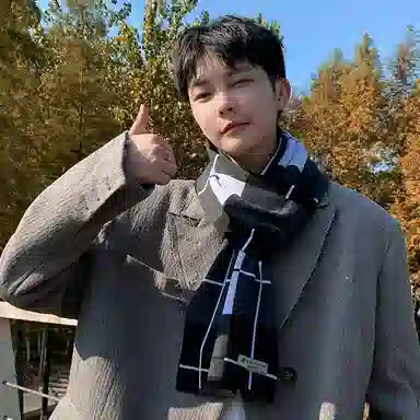 稻草人 男士冬季新款时尚百搭韩版休闲简约学生保暖围脖潮 聚酯纤维 绒线围巾 男款