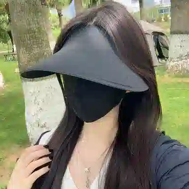 稻草人 夏季无痕一体空顶帽 大帽檐遮阳防紫外线 简约百搭显脸小 锦纶 防晒帽 女款