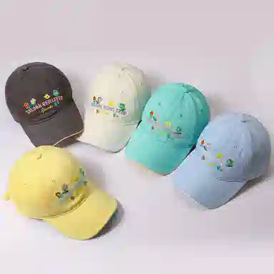 稻草人 韩版甜美可爱 显脸小 简约休闲百搭 刺绣字母小花 棉 鸭舌帽 女款