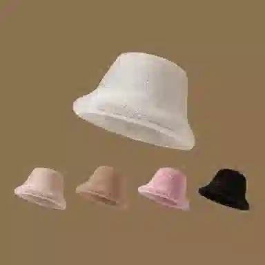 稻草人 韩系简约百搭纯色毛绒绒 保暖显脸小 甜美可爱时尚 聚酯纤维 渔夫帽 女款