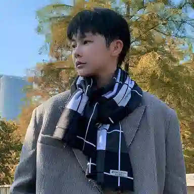 稻草人 男士冬季新款时尚百搭韩版休闲简约学生保暖围脖潮 聚酯纤维 绒线围巾 男款