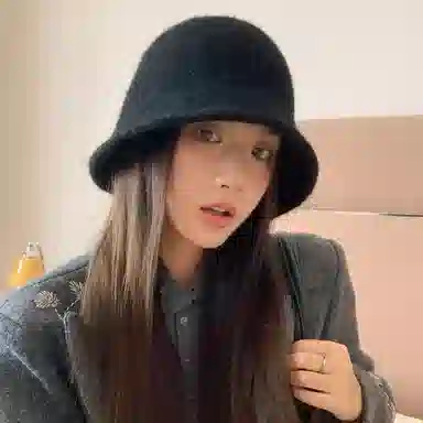 稻草人 韩版纯色毛绒高级感百搭素颜显脸小 聚酯纤维 渔夫帽 女款