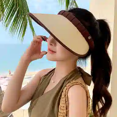 稻草人 大檐空顶可扎马尾 韩系百搭显脸小 遮阳防紫外线 聚丙烯 防晒帽 女款