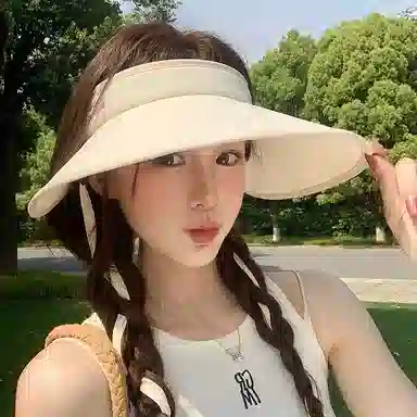 稻草人 夏季檐空顶遮阳 海边沙滩度假遮脸防紫外线 韩系百搭 显脸小 锦纶 防晒帽 女款