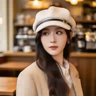 稻草人 秋冬经典百搭复古八角蓓蕾帽 日系时尚显脸小文艺报童帽 聚酯纤维 贝雷帽 女款