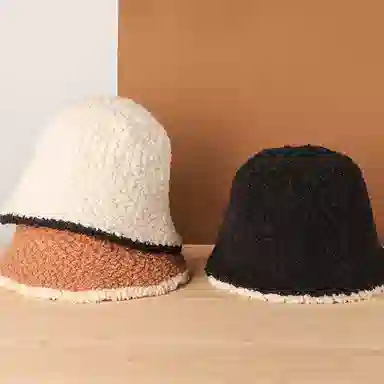 稻草人 韩版时尚百搭撞色气质高级感软糯保暖显脸小 聚酯纤维 渔夫帽 女款