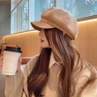 稻草人 秋冬韩系百搭显脸小八角帽 英伦复古文艺风  聚酯纤维 贝雷帽 女款