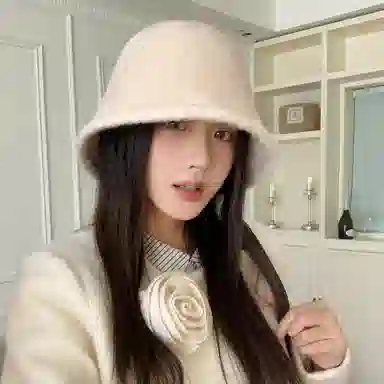 稻草人 毛绒绒保暖盆帽显脸小韩版简约百搭 涤纶 渔夫帽 女款