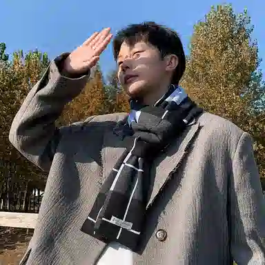 稻草人 男士冬季新款时尚百搭韩版休闲简约学生保暖围脖潮 聚酯纤维 绒线围巾 男款