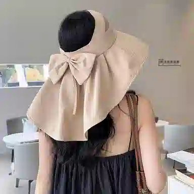 稻草人 夏季大檐遮阳空顶披肩帽 户外防紫外线 休闲百搭  涤纶 防晒帽 女款