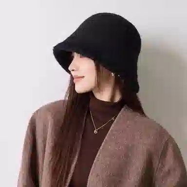 稻草人 毛绒水桶帽保暖防寒 简约百搭时尚 显脸小 涤纶 渔夫帽 女款