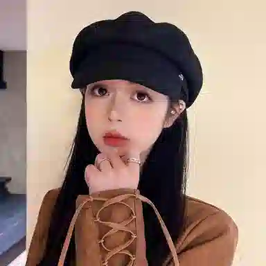 【显脸小】 稻草人 气质简约休闲复古时尚八角帽 韩版百搭 涤棉 贝雷帽 女款