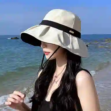 稻草人 简约撞色显脸小 户外游玩遮阳防晒 时尚韩版 聚酯纤维 渔夫帽 女款