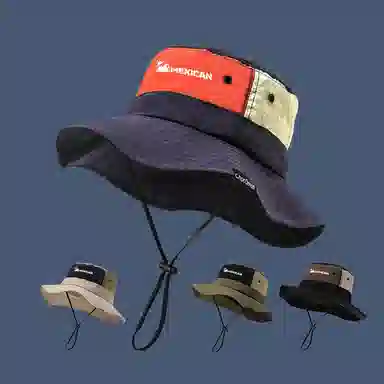 稻草人 夏季户外钓鱼徒步登山帽 遮阳防晒 简约百搭 撞色 聚酯纤维 渔夫帽 男女同款情侣款