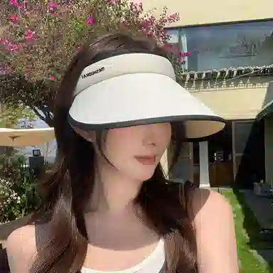 稻草人 夏季大帽檐遮阳空顶帽防紫外线 显脸小简约百搭 冰丝 防晒帽 女款