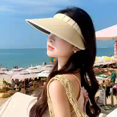 稻草人 大檐空顶可扎马尾 韩系百搭显脸小 遮阳防紫外线 聚丙烯 防晒帽 女款