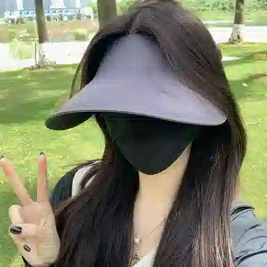 稻草人 夏季无痕一体空顶帽 大帽檐遮阳防紫外线 简约百搭显脸小 锦纶 防晒帽 女款