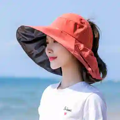 稻草人 空顶遮阳防紫外线 百搭显脸小 聚酯纤维 防晒帽 女款