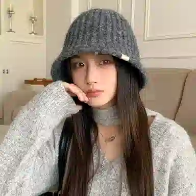 稻草人 秋冬季简约时尚针织水桶帽 潮流显脸小素颜百搭 聚酯纤维 渔夫帽 女款