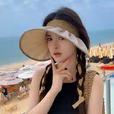 稻草人 空顶大檐遮阳防紫外线 出游韩系百搭显脸小 聚酯纤维 防晒帽 女款