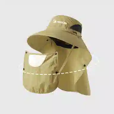 稻草人 夏季户外登山钓鱼遮阳面罩护颈一体太阳帽 大檐防紫外线 休闲百搭 涤纶 防晒帽 男女同款情侣款