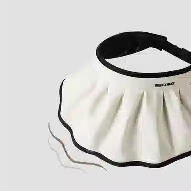 稻草人 夏季空顶大檐遮阳防紫外线贝壳帽 韩系简约百搭 显脸小 黑胶 锦纶 防晒帽 女款