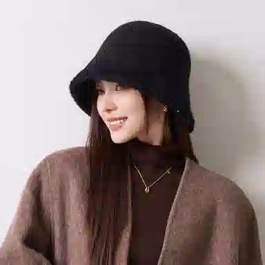 稻草人 毛绒水桶帽保暖防寒 简约百搭时尚 显脸小 涤纶 渔夫帽 女款