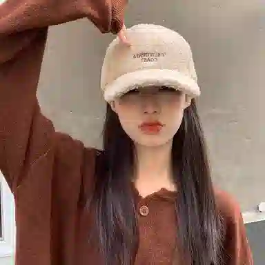 稻草人 秋冬毛绒绒棒球帽韩版时尚简约显脸小 潮流百搭 涤纶 鸭舌帽 女款