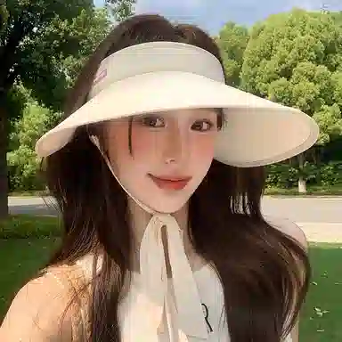 稻草人 夏季檐空顶遮阳 海边沙滩度假遮脸防紫外线 韩系百搭 显脸小 锦纶 防晒帽 女款