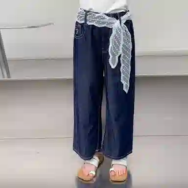 木木屋牛仔裤 洋气百搭舒适休闲 深蓝色 儿童款