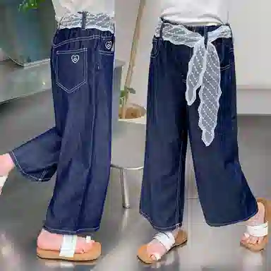 木木屋牛仔裤 洋气百搭舒适休闲 深蓝色 儿童款