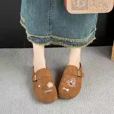 乐乐鱼 软底一脚蹬简约可爱外穿时尚 防磨包头拖鞋 女