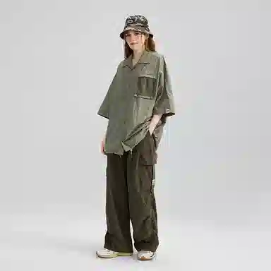 LAMLICKA Olive Green Short Sleeve Shirt