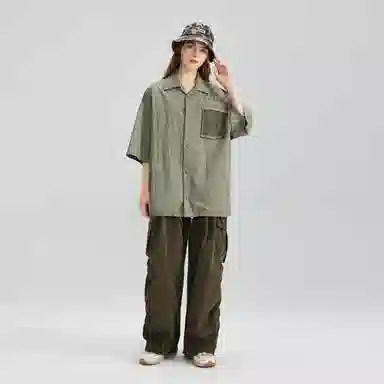 LAMLICKA Olive Green Short Sleeve Shirt