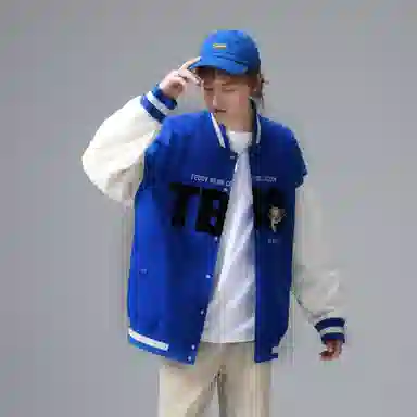 泰迪珍藏 基础字母毛巾绣拼接宽松棒球服夹克外套 男女同款