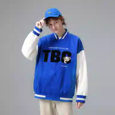 泰迪珍藏 基础字母毛巾绣拼接宽松棒球服夹克外套 男女同款