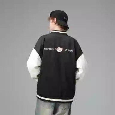 泰迪珍藏 基础字母毛巾绣拼接宽松棒球服夹克外套 男女同款