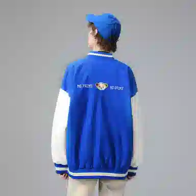 泰迪珍藏 基础字母毛巾绣拼接宽松棒球服夹克外套 男女同款