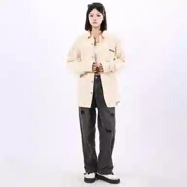 Gwola Basic Letter Print Long Sleeve Shirt