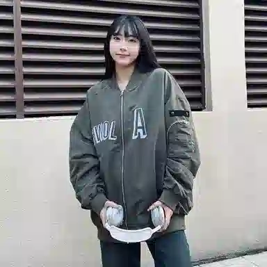 Gwola Logo Print Baseball Jacket