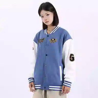 Gwola Baseball Boy Series Patchwork Colorblock Letter Print Baseball Jacket